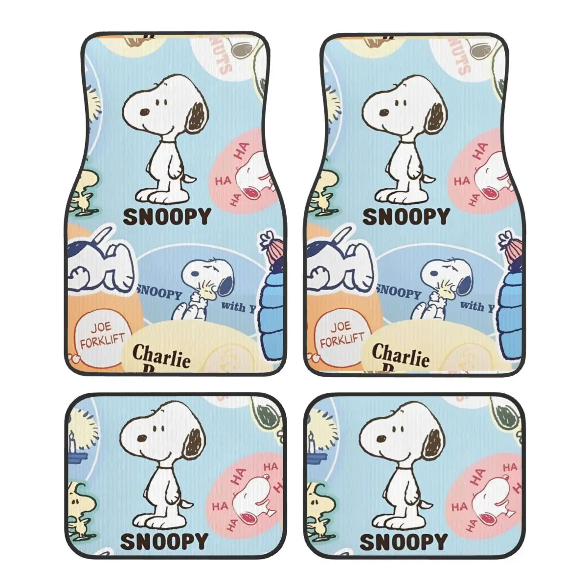 

Автомобильные коврики Snoopys Cute Dogs Woodstock, набор из 4 противоскользящих универсальных автомобильных напольных ковриков, подходящих для автомобилей седанов