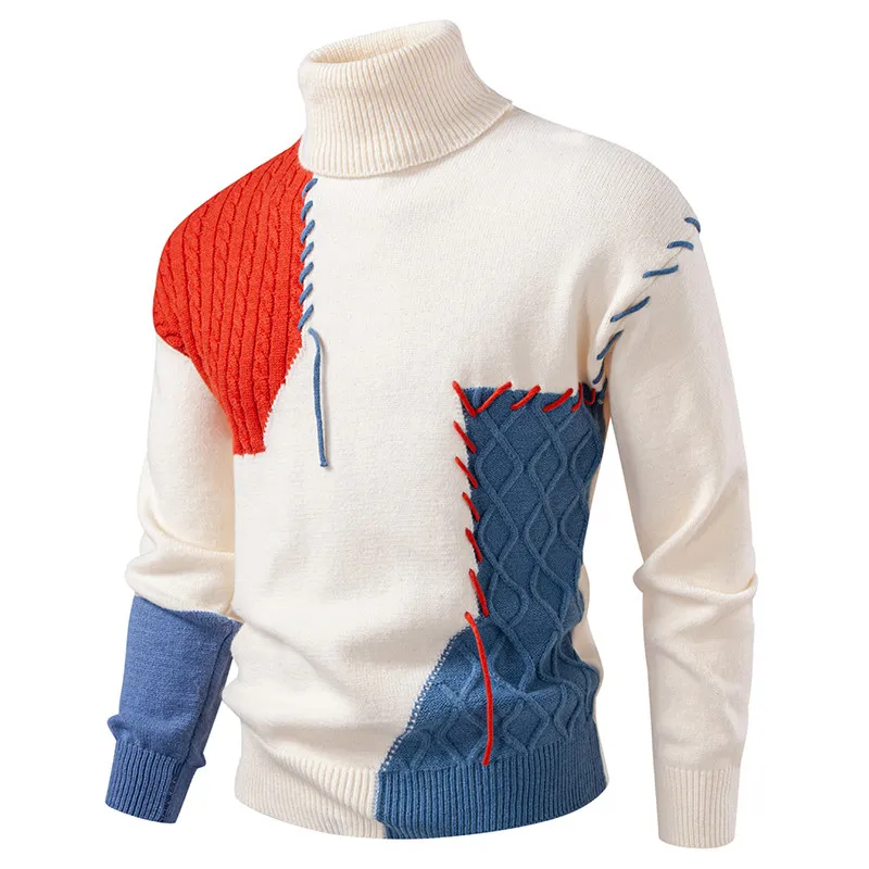 

Men's Knitted Sweater Large Size 2025 New Arrival Casual Sle Long Sve f High Collar Warm Polyester Fiber Faion