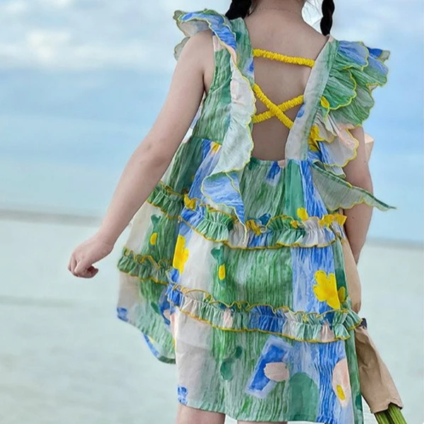 Girls Dress 2026 Spring and Summer New Children's Clothing Korean Style Girls Baby Holiday Smoulder Backless Dress