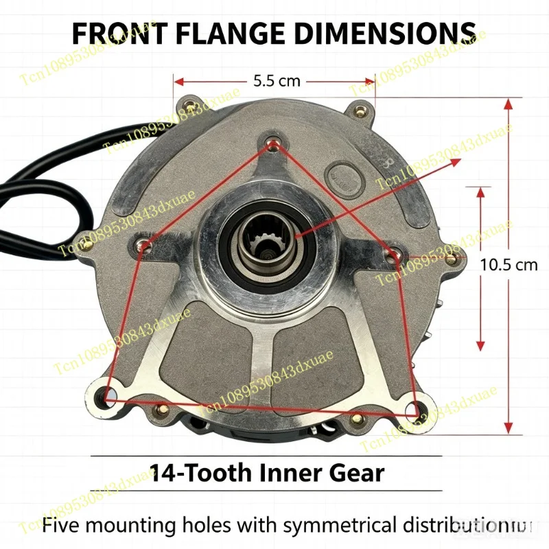 5 Hole 14 Tooth 48V 60V 500W-1000W Brushless Differential Motor Pure Copper Electric Tricycle E Rickshaw Drive Motor