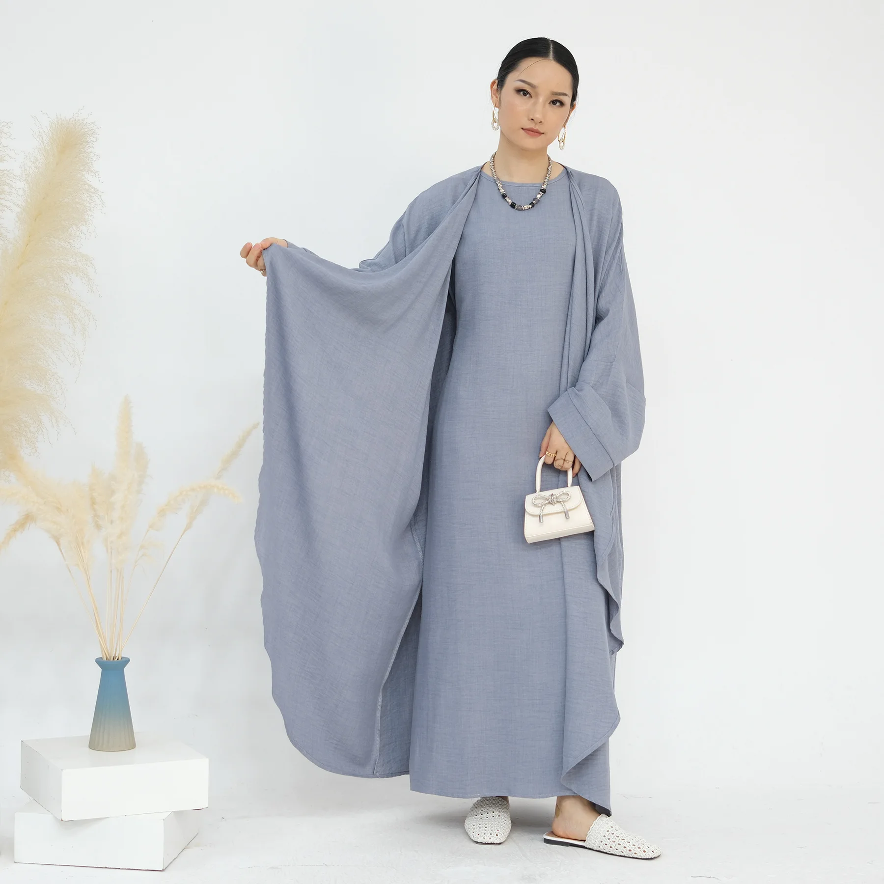 

Morocco Dress Suit Open Abaya for Women Cardigan Dresses 2 Piece Set Jalabiya Muslim Ramadan Dubai Kaftan Islam Femme Vestidos