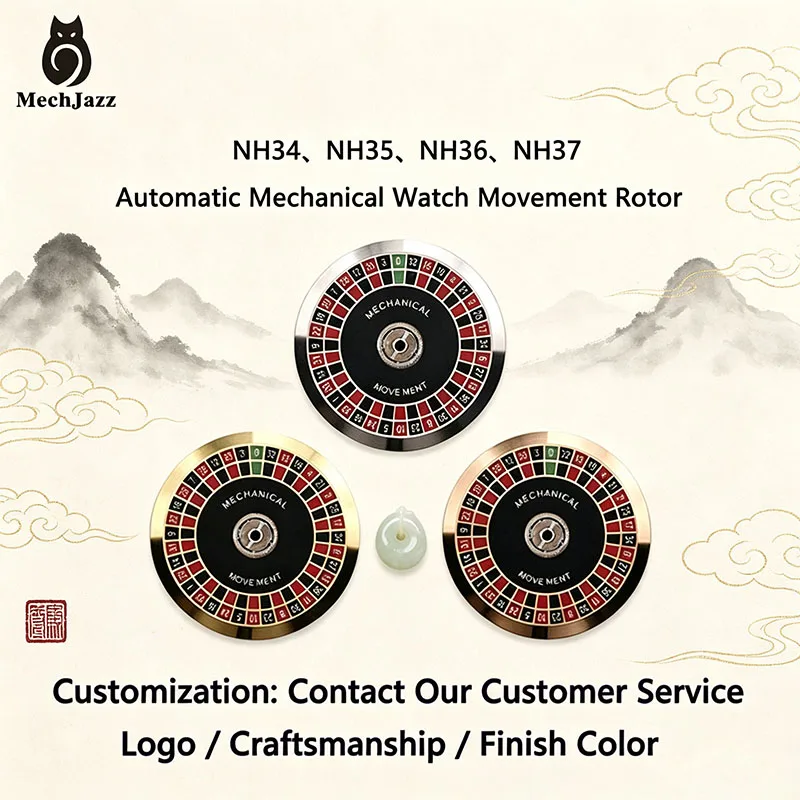 MechJazz Roulette Wheel Style Automatic Rotor, Fits NH34/NH35/NH36/NH37 Movements, Self-Winding Rotor Replacement Parts