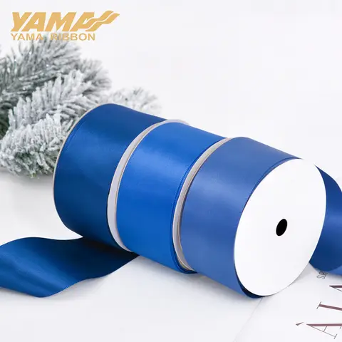 YAMA 25 28 32 38 mm 100 yards/parti Dubbelsidigt Satinband Ljus- och Mörkblått för Fest Bröllopsdekoration Handgjorda Rosenblommor 10 best sales marinblått band - №7
