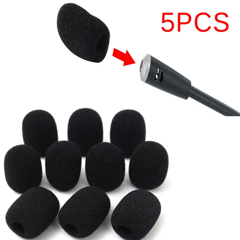 5PCS Microphone Headset Grill Windscreen Sponge Foam Black Mic Cover-F(x)
