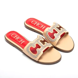 CHCH Women's Beach Shoes 2024 Summer New Indoor Fashion Sandals Bathroom Flat Shoes Home Slippers