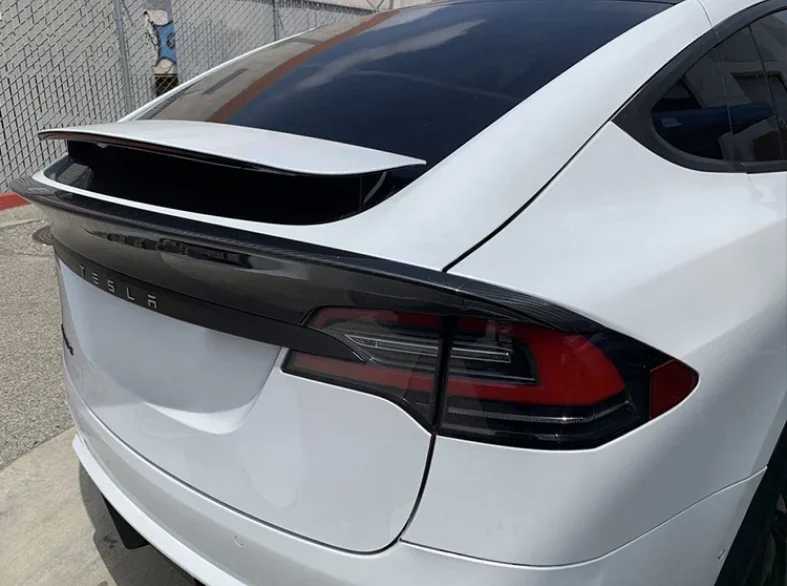 Fits For Tesla Model X 2016 2017 2018 2019 2020 2021 2022 High Quality Carbon Fiber & Forged Grain Rear Trunk Lip Spoiler Wing