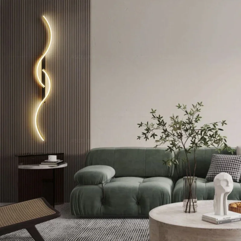 Modern Nordic Wall Lights LED for Bedroom Living Room Decor Curve LED Lights Wall Lamp for Sofa Background Indoor Lighting