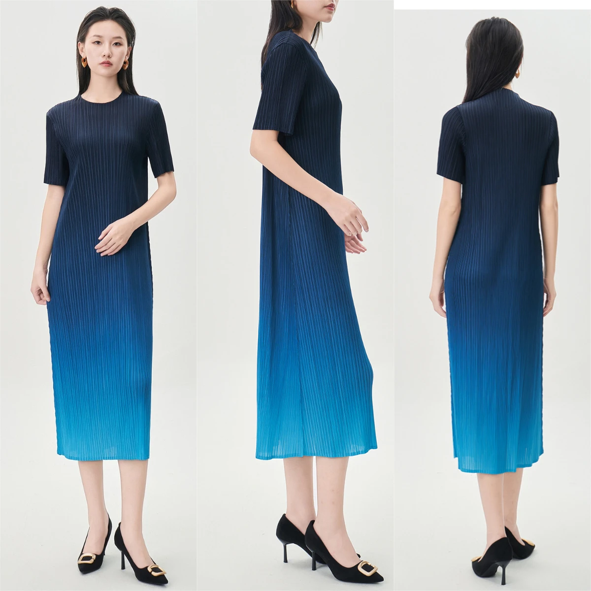 

Miyake Fold 2025 New Spring and Autumn Gradient Dress, Women's Fashion, Fashionable, Versatile, Medium and Long Skirts Pleated