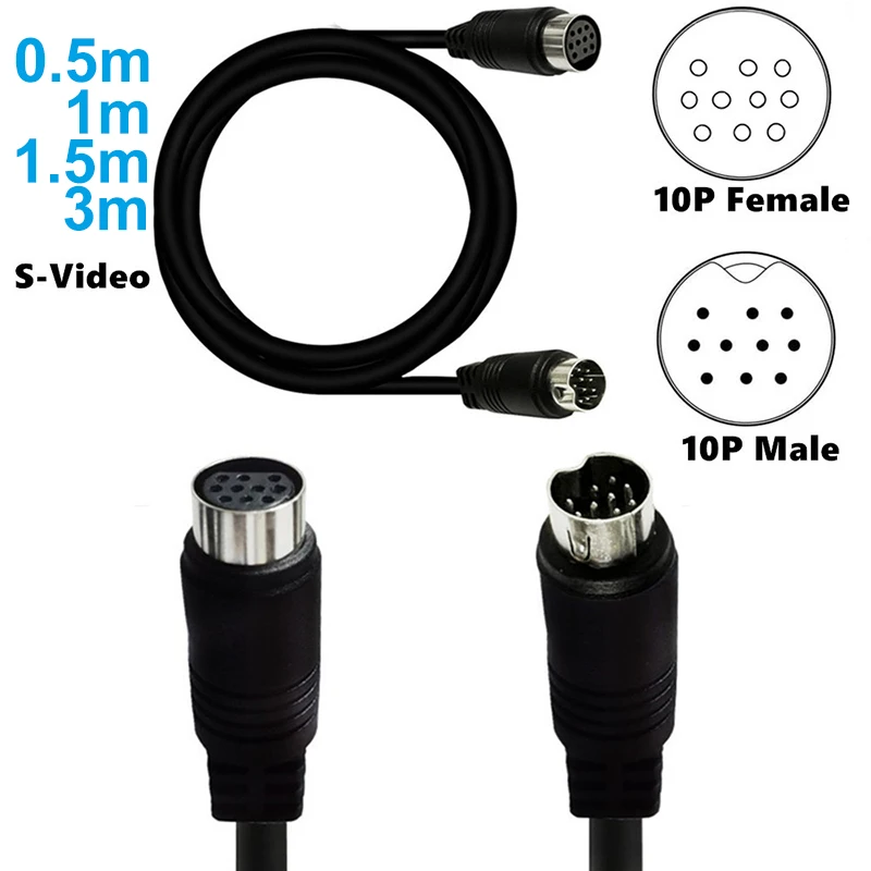 Mini-DIN 10-Pin Stecker auf Buchse Audio-Eingangsadapter Audio- und Video-Verlängerungskabel für Videospiele und Audiogeräte