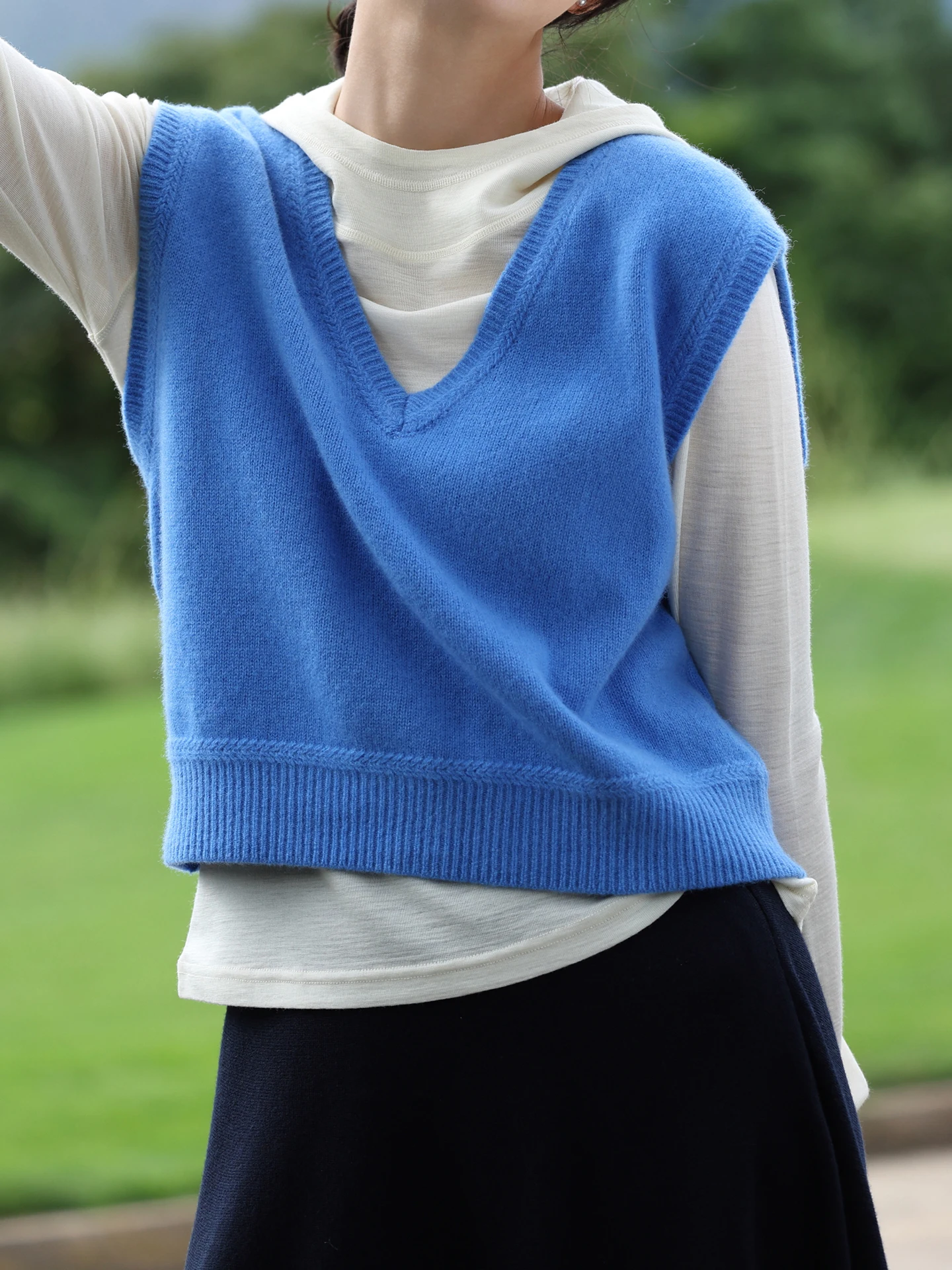 

Spring Knitted Full Wool Vest WeTHEE Eye-abbing Twist d Small Flower V-ne Layering Tank Top Multi-color Commute Sle