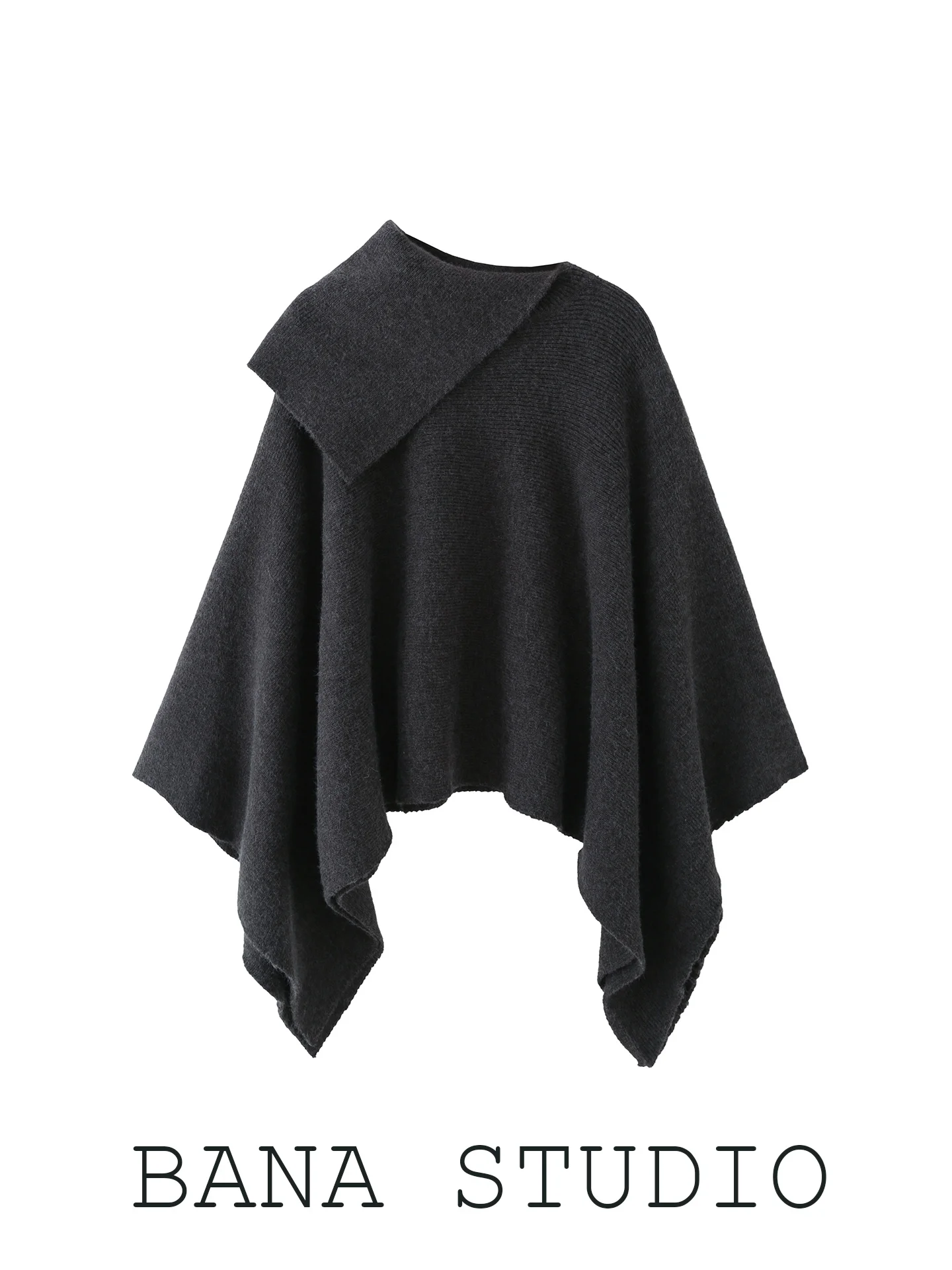 

Asymmetric Grey Knitted Cowl Neck Sweater Women's Style Soft Acrylic Blend Long Sleeve Thick Winter Top BANA Tailor-Made