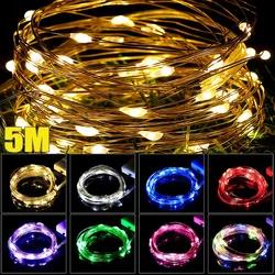 50 LED String Lights Battery Operated Copper Wire Garland Fairy Lights String Christmas Outdoor Garden Party Bedroom Decoration