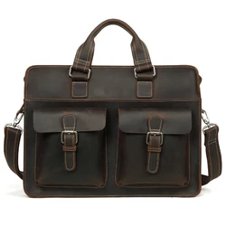 Crazy Horse-Maleta portátil para homens, bolsa de ombro multifuncional, bolsa de viagem, bolsa tiracolo, 15, 6 Polegada, bolsa para computador de negócios