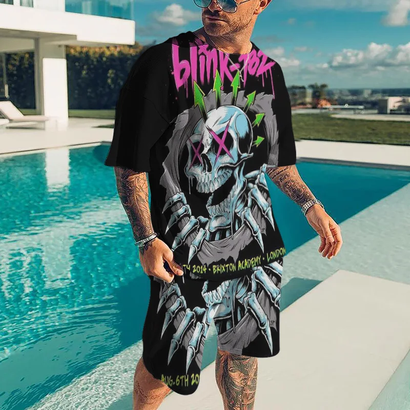 2025 New Fashion Shorts 2-piece Set Summer Men's Beach Shorts Sports Set 3D Printed Hip Hop Fashion Style