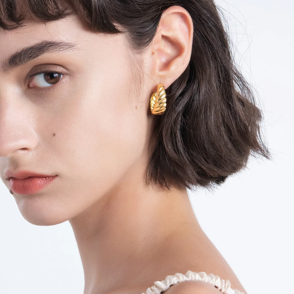 

ENFASHION Lines Stud Earrings For Women Gold Color Elegant Earings Stainless Steel 2021 Fashion Jewelry Gift Pendientes E211228