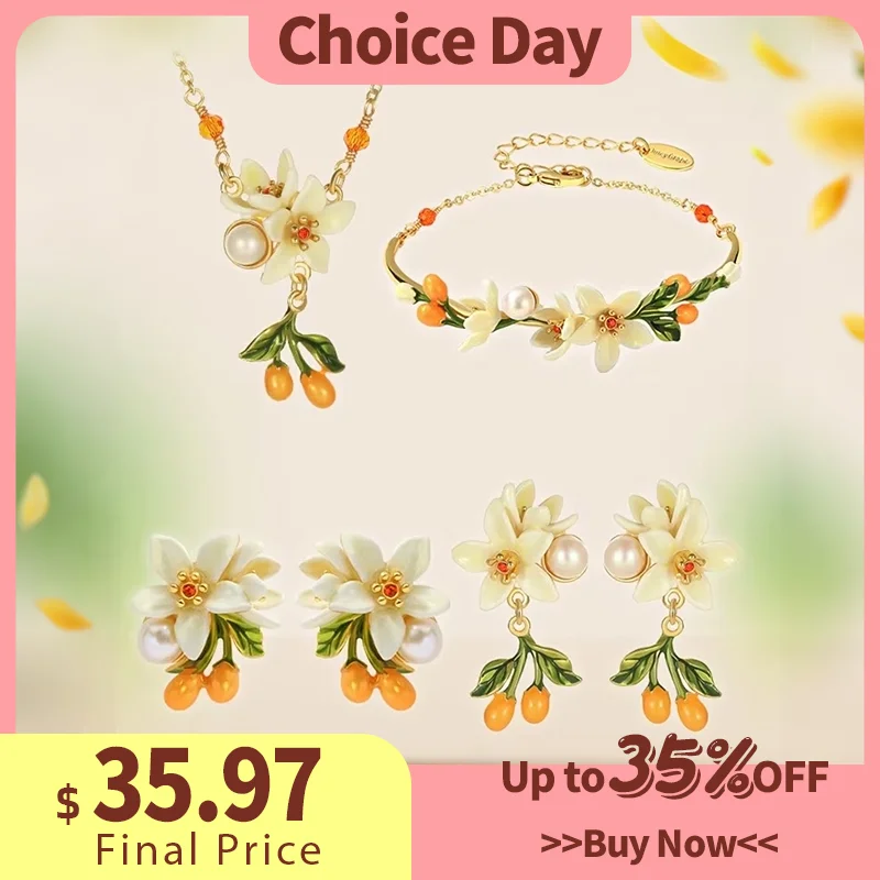 

Juicy Grape Fine Jewery Set for Women 2026 New Trend Orange Blossom Jewery Accessory Original Design Birthday Christmas Gifts