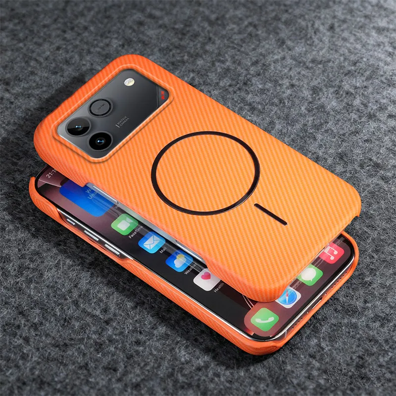 

For Honor Win And Win RT Magnetic Case Light Thin Fashion Kevlar Texture for Magsafe Wireless Charging Shockproof Back Cover