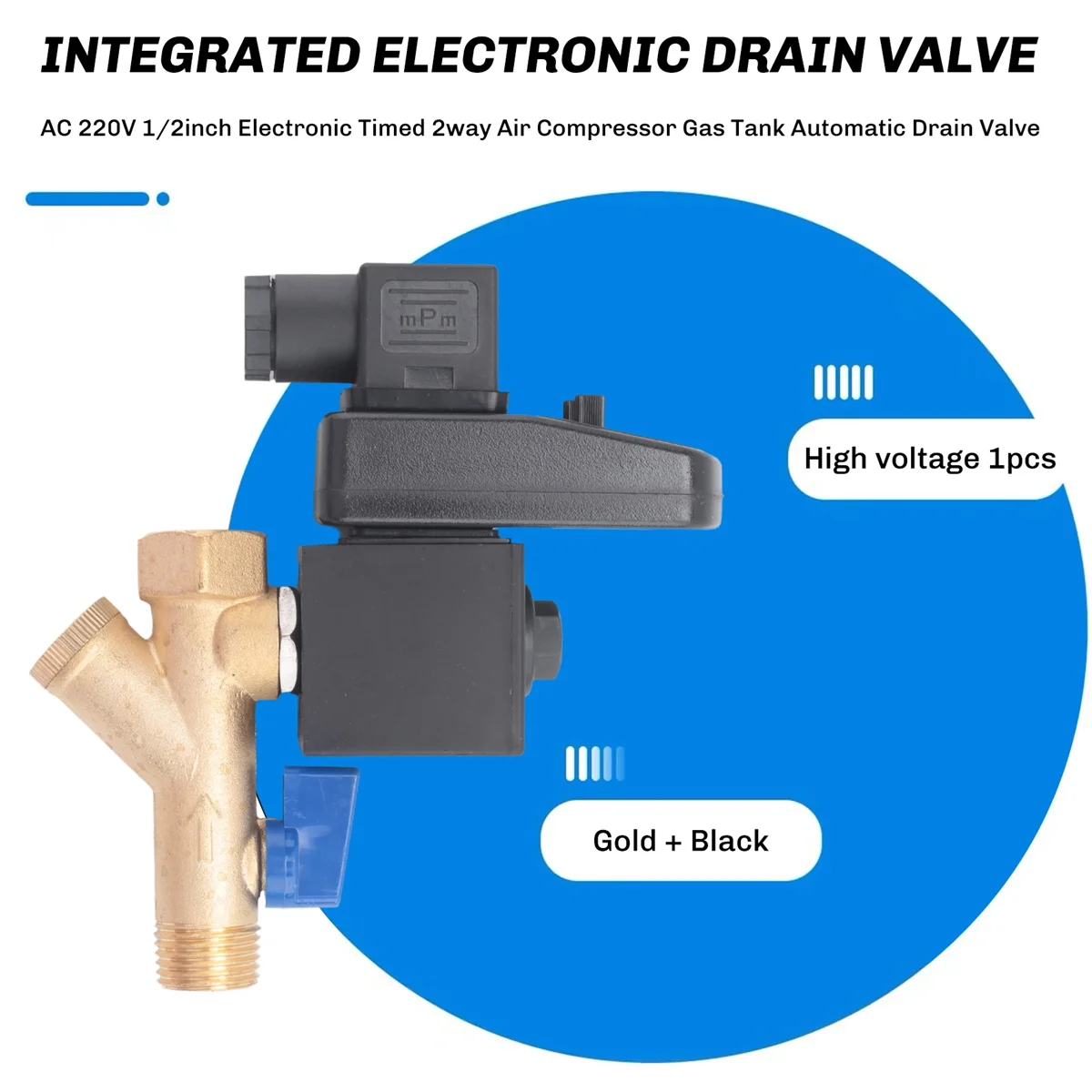 ABZV-AC 220V 1/2inch Electronic Timed 2way Air Compressor Gas Tank Automatic Drain Valve