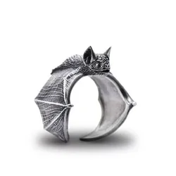 Halloween Vintage Bat Design Wing Rings for Women Men Adjustable Opening Punk Rings Party Cosplay Jewelry Gifts