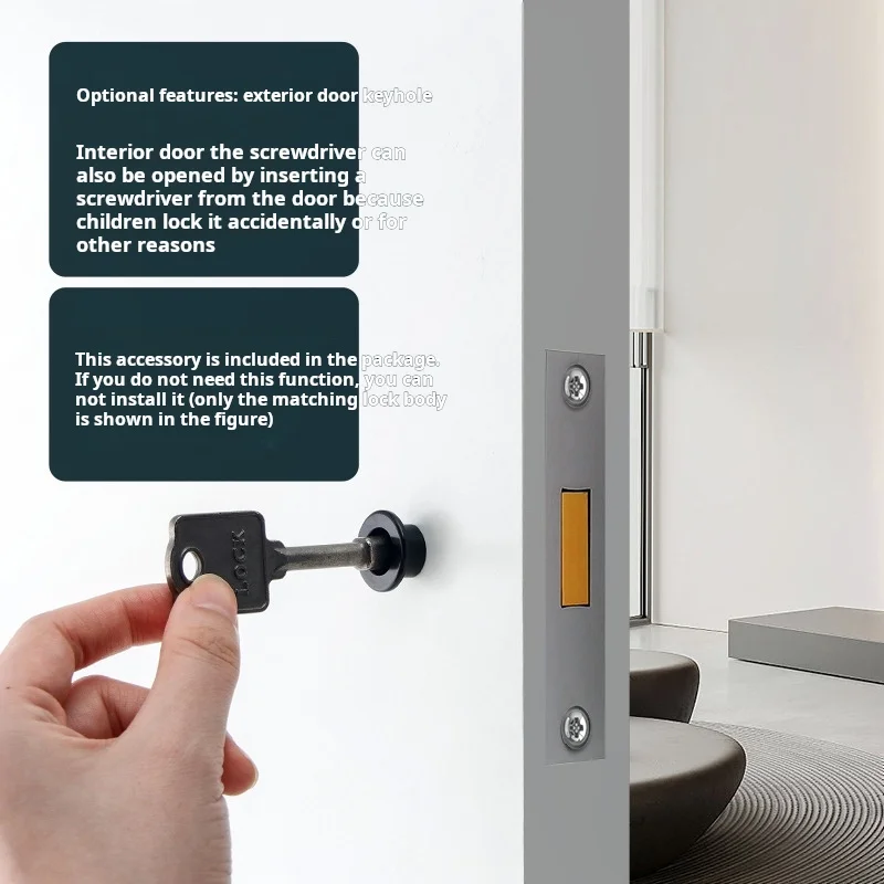 1PCS Invisible Door Single-sided Concealed Lock Indoor Bedroom Background Wall Door Hidden Handle Small Keyhole Circular Handle