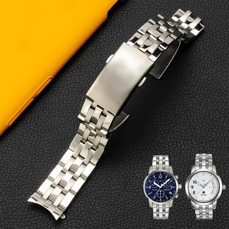 Fit For TISSOT 1853 T461 PRC200 T17 T014 T055 Watchband Solid Stainless Steel Watch Band Metal Wrist Strap Butterfly Buckle Part