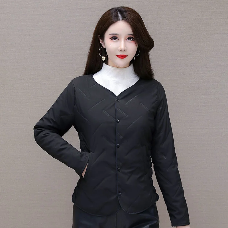 

Autumn Winter Light And Slim Down Cotton-padded Jacket Women's Liner Short Thick Add Velvet Middle-aged People Wear Warm Coats