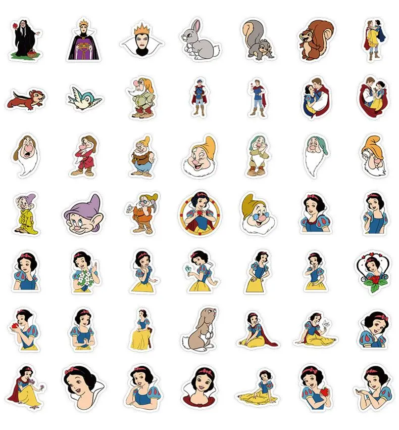 10/50 Stuks Disney Cartoon Sneeuwwitte Prinses Stickers Film Anime Stickers Skateboard Gitaar Laptop Telefoon Schattige Kawaii Sticker Speelgoed