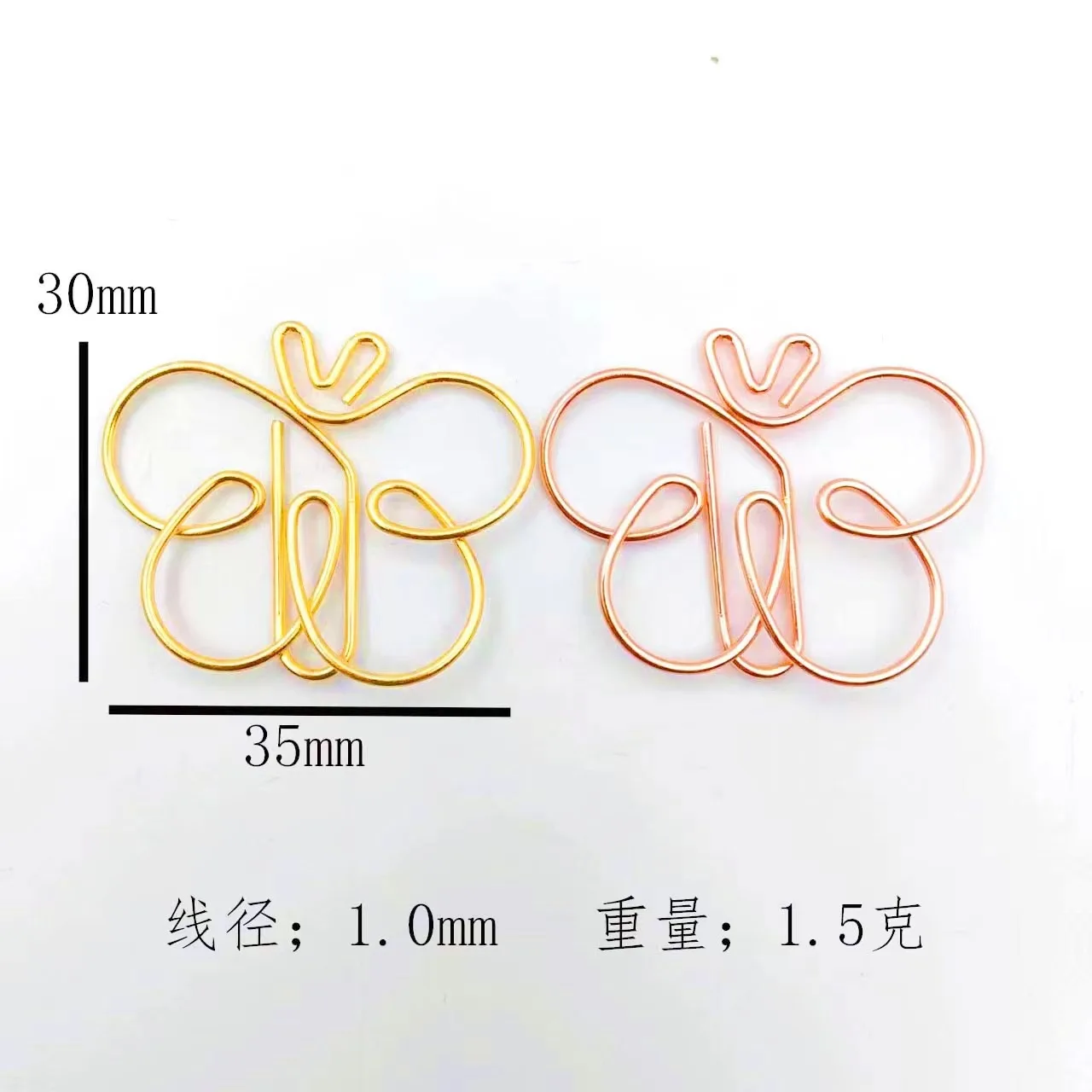 Imagem -05 - Rose Gold Paper Clips Papelaria Decorativa Borboleta Libélula Abelha Série Inseto Ouro Rosa Atacado