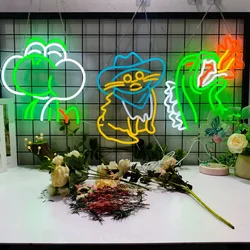 Cool Cowboy Cat Neon Monster King Dimmable LED Anime Neon Sign Art Deco Gift for Children's Room Wedding Birthday Family Party