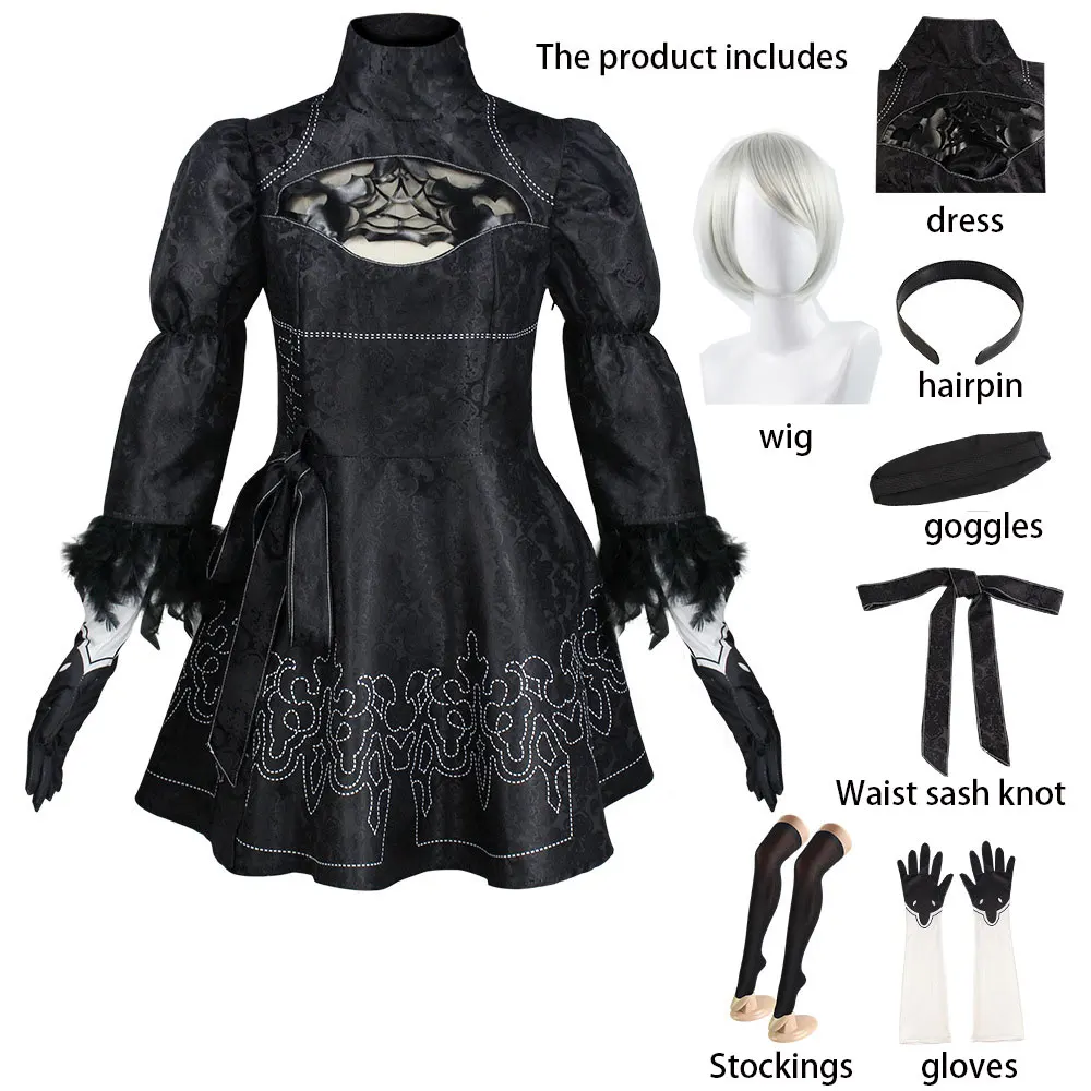 Gothic Black White Dress Full Set Futuristic Sci-Fi Style Stage Performance Cosplay Costume for Party Carnival view 2