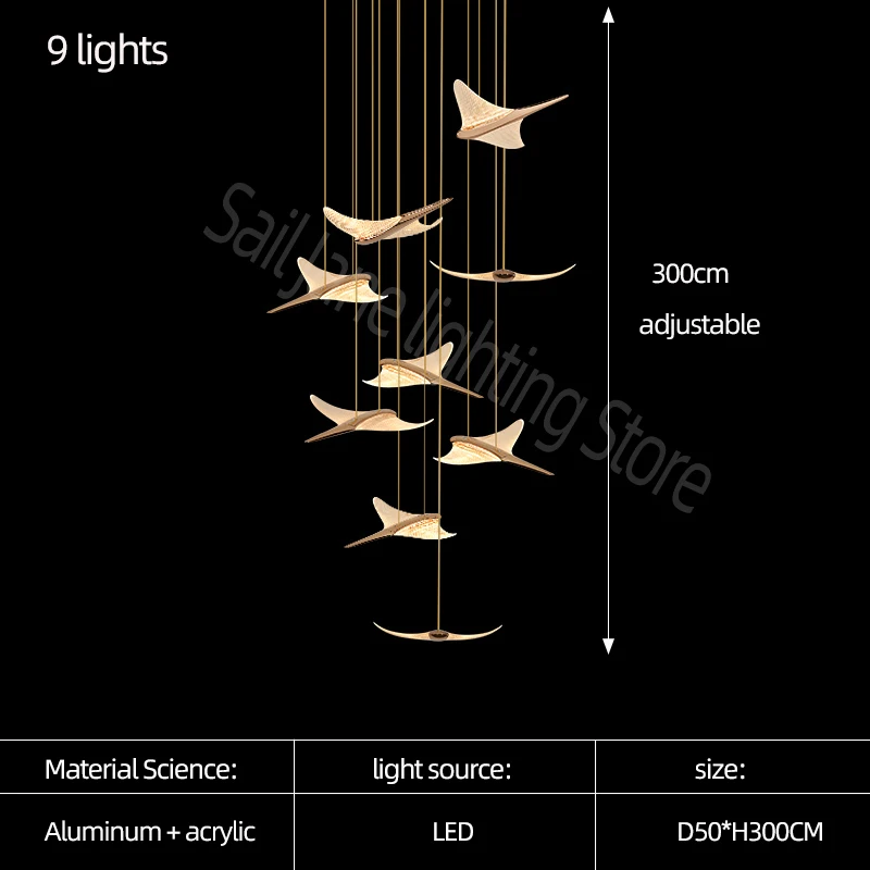 Seagull Moderne Kroonluchter Led Duplex Zolder Lamp Trap Kroonluchter Woonkamer Hal Trappenhuis Lamp Nordic Restaurant Kroonluchter