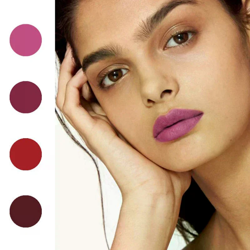 Set di 4 Rossetti Sottili Lucidalabbra Solido Opaco / Idratante Trucco Labbra Cosmetici Regalo per Ragazze Donne 1.5g*4 Cosmetici Trucco