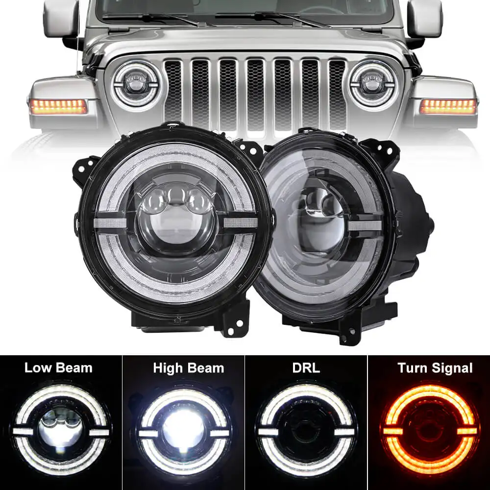 

SXMA JL1289 9 INCH LED Headlight 2 PCS Round LED Headlights Halo DRL with Daytime Running Lights For Jeep Wrangler JL 18+