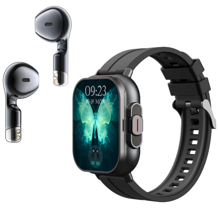 2-In-1 Smart Watch Wireless Headset TWS Earbuds OEM NFC HD Screen Health Monitoring Fitness Reminders Compatible I0S Android