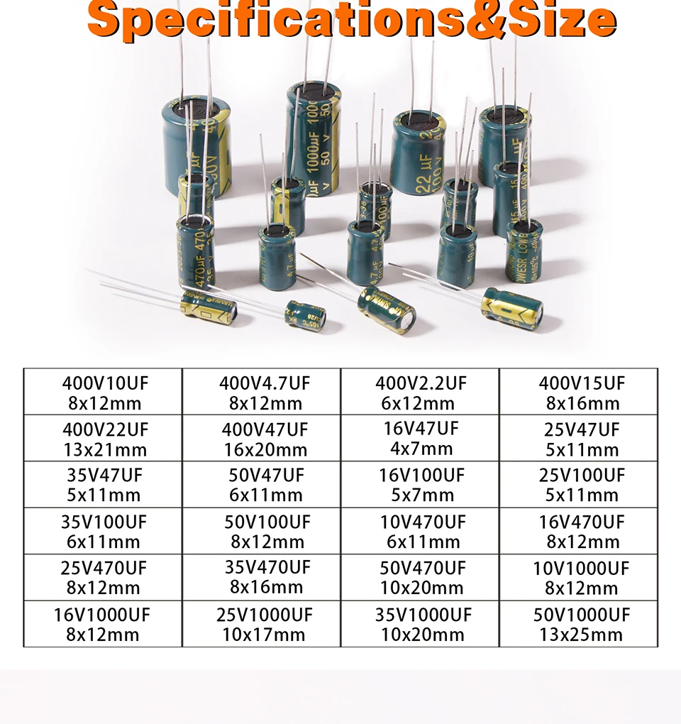 5-100pcs High Frequency Electrolytic Capacitor 10V 16V 25V 35V 50V 400V for TV, LCD Monitor, Game