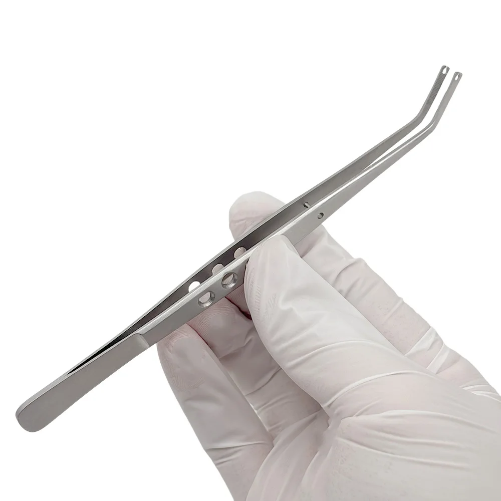 Versatile Stainless Steel Dental Forceps Serrated Tip for Surgical Stitching Cotton Dressing Dental Tool