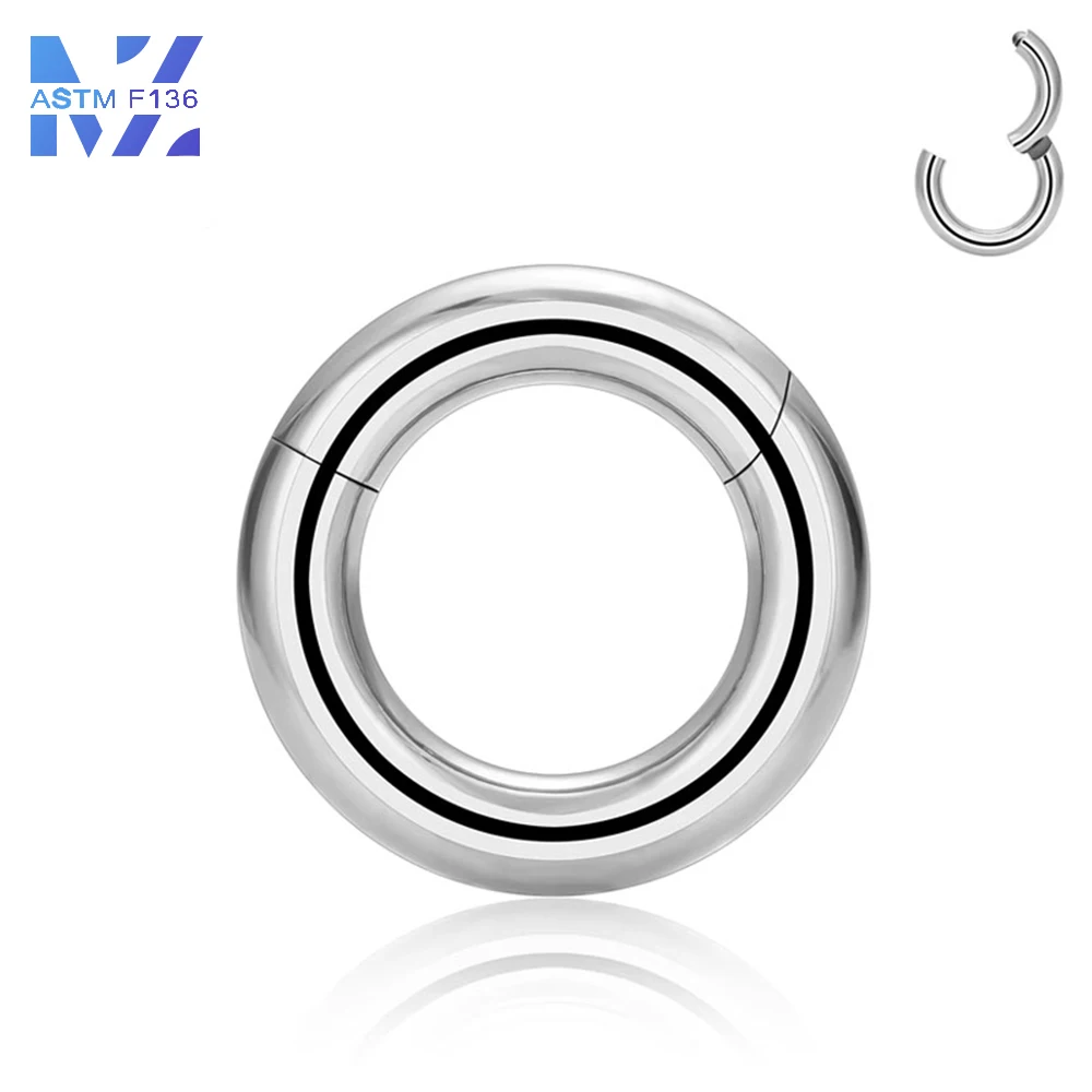 1 Pcs F136 Titanium Implant Grade Large Size Seamless Nasal RingFashionable Nasal Septal RingBody Piercing Jewelry