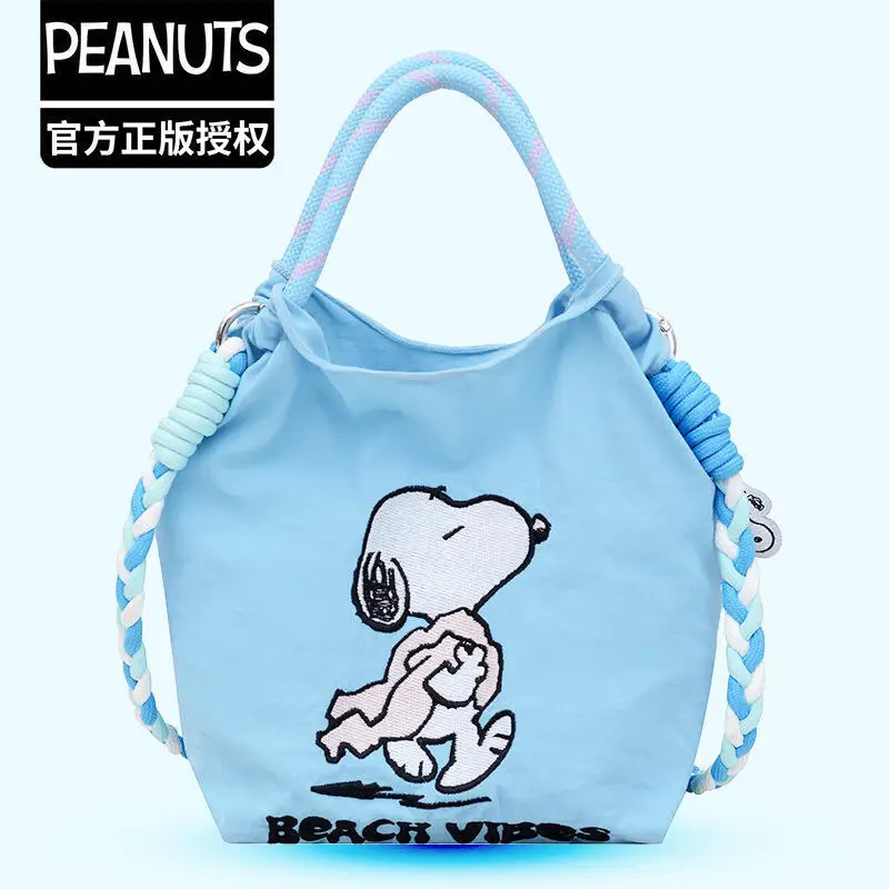 Snoopy Nylon Drawstring Mini Phone Bag Embroidery Crossbody Handheld Bag Portable Casual Storage Purse for Daily Use view 6