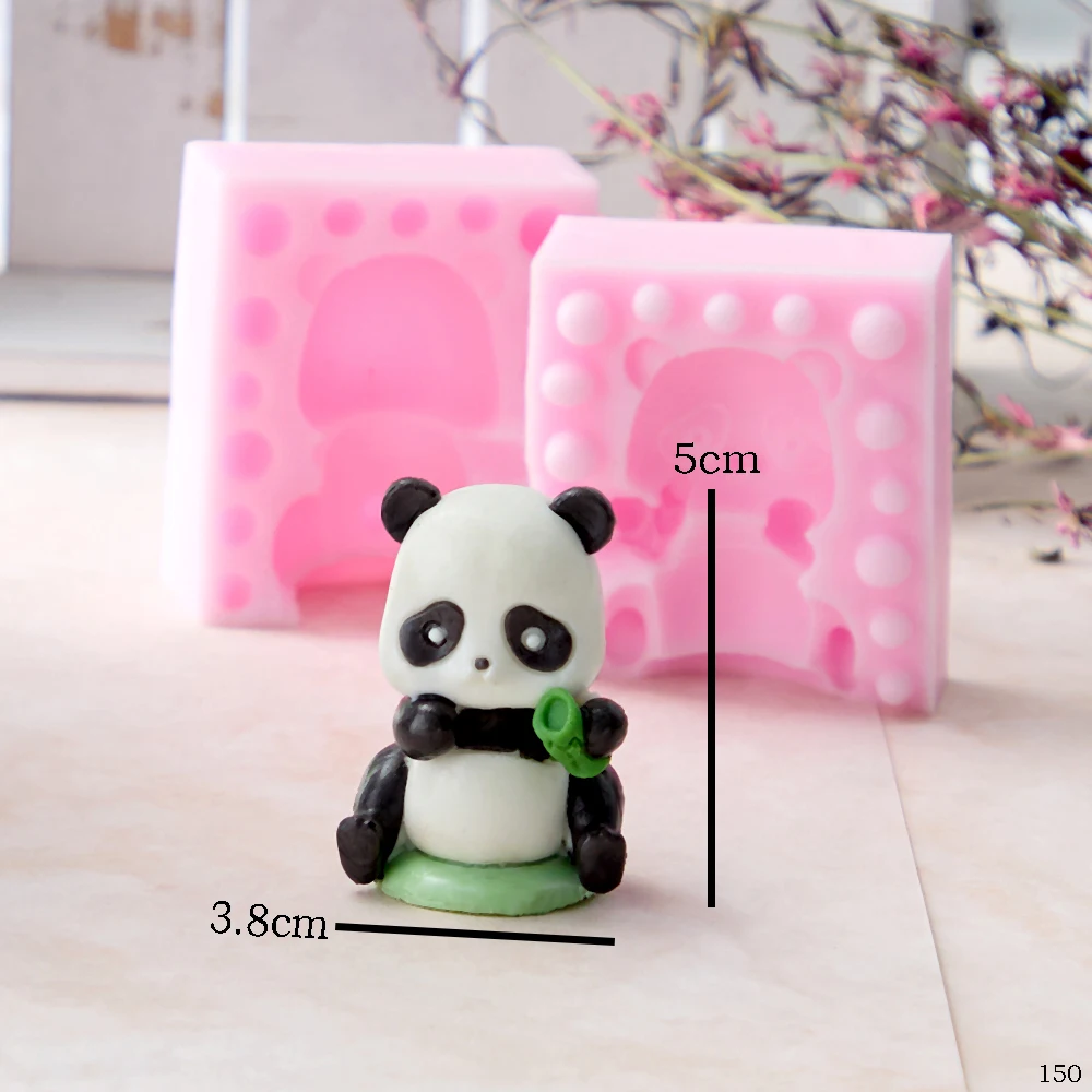 Cartoon Cute Panda Silicone Mold Eating Bamboo Panda Children's Birthday Cake Decoration Party Chocolate Plaster Silicone Mold