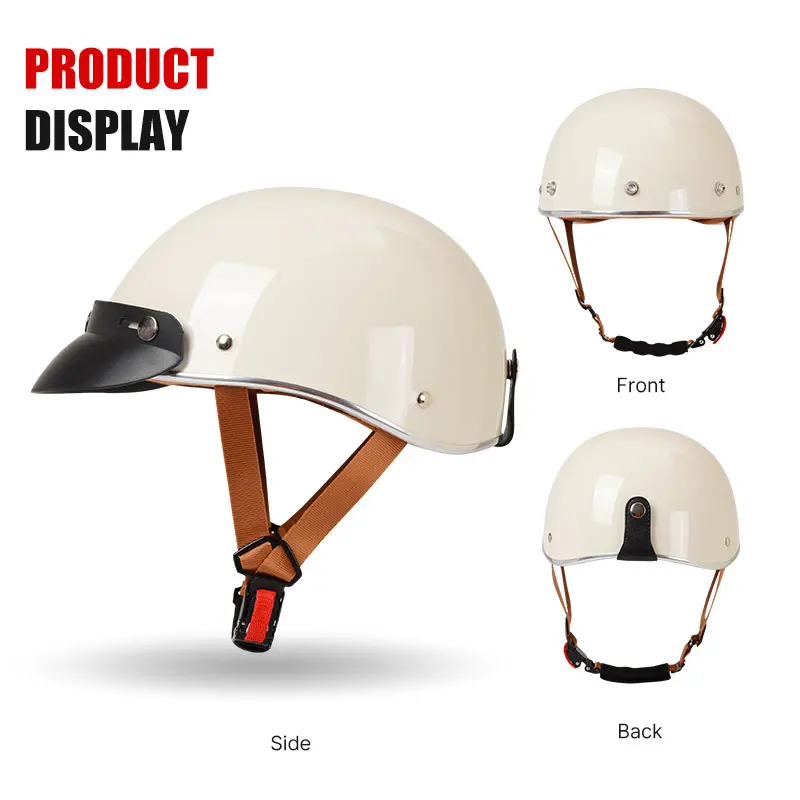 Motorcycle Half Helmet German ABS Vintage Helmet Casco Moto Low Profile Motocross Helmet Open Face Helmet DOT Approved