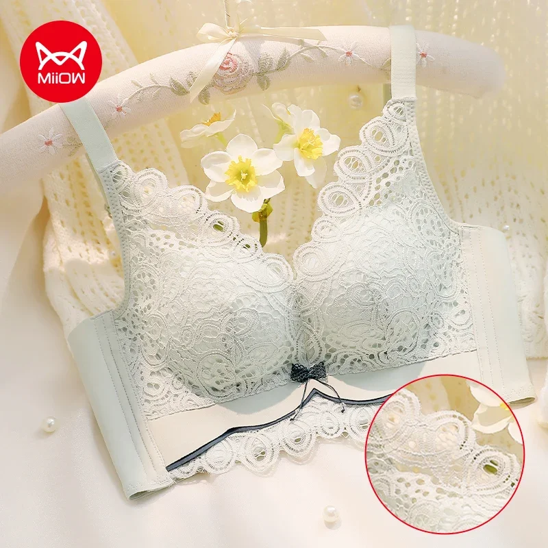 MIIOW Fashion Bras for Women Comfortable Sexy Lace Female Lingerie Paclitaxel Cancer Prevention Bralette Wire Free Push Up Bra