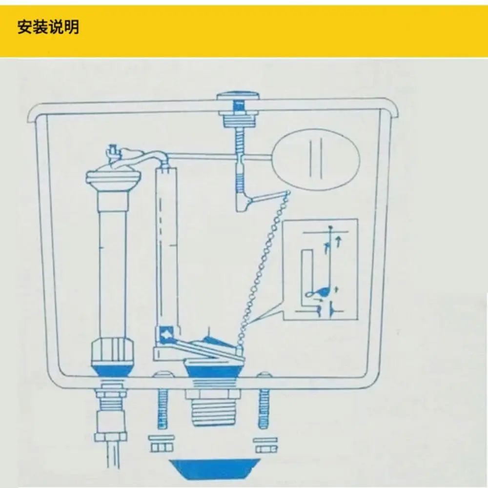 1 Set Push Button Toilet Water Tank Inlet Valve Pull Handle Accessories Fill Valve Blue&white Easy Install Inlet Flush Valve