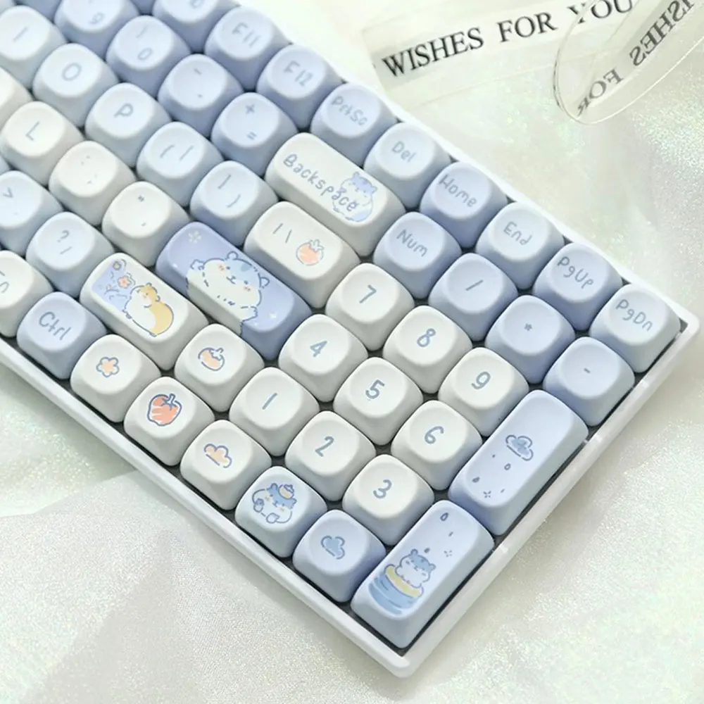 95/132 Keys MOA Profile Cute White Shubao Theme PBT Keycap For MX Switch Mechanical keyboard Dye Sublimation White Blue key Caps