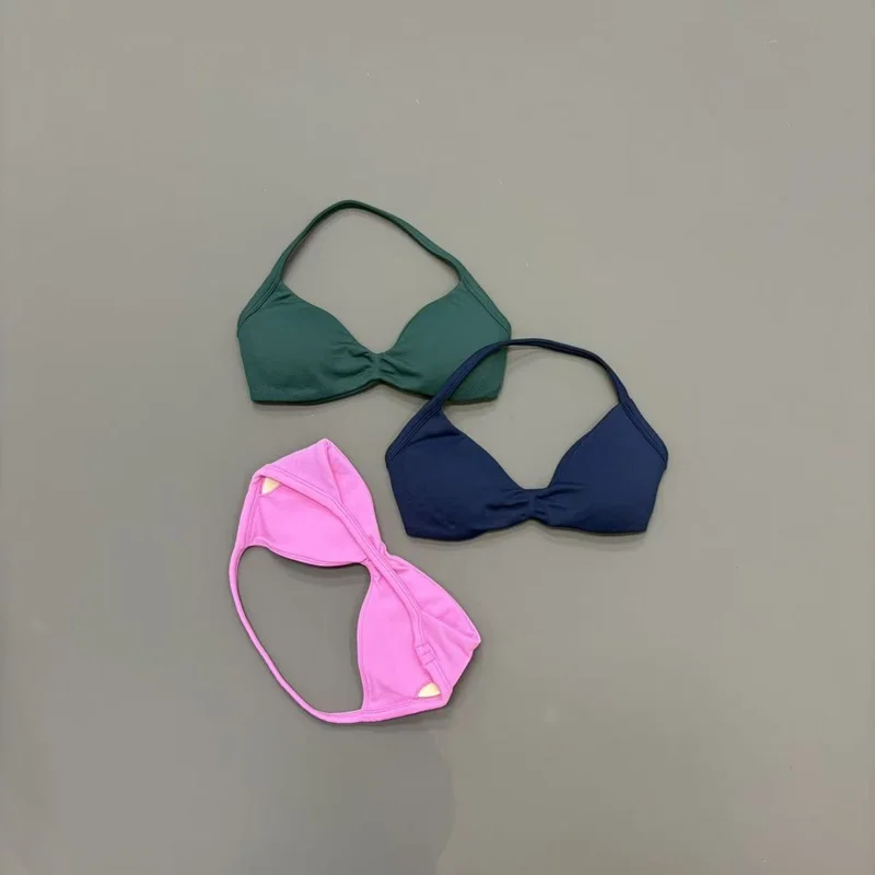 Sports Strappy Bra Women Solid Color Seamless Halter Top Padded Shockproof Breathable Fitness Gym Running Yoga Sports Bras