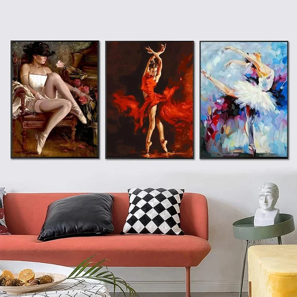 Abstract Dancer Figure Ballet Girl Prints and Posters Wall Art Canvas Painting Pictures For Living Room Home Decoration Cuadros