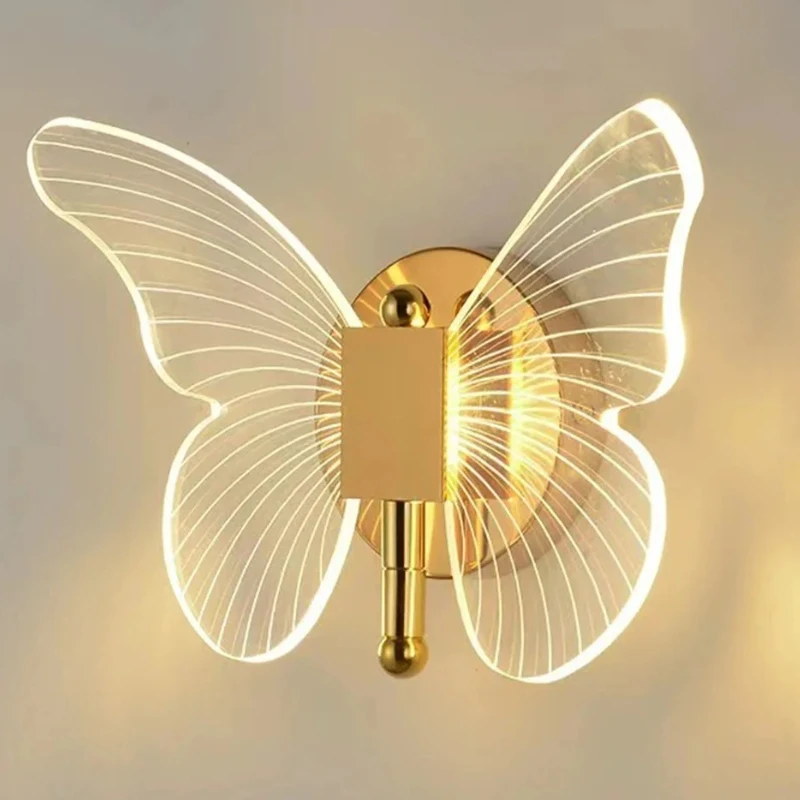 

Настенный светильник с бабочкой, лампа для коридора, современный простой креативный скандинавский светильник для гостиной, прикроватная лампа для спальни, светодиодное украшение для внутреннего освещения