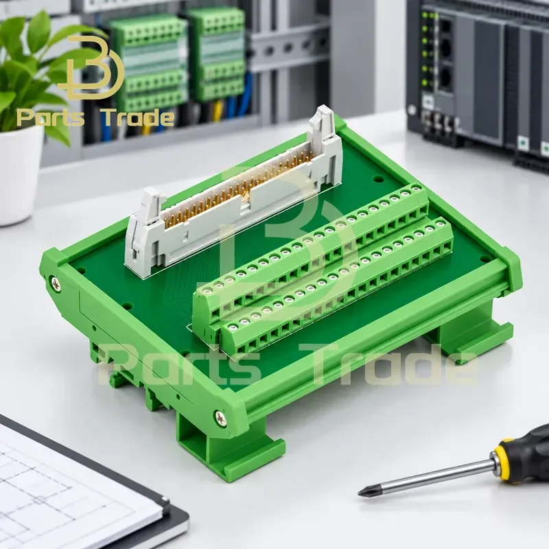 IDC64P Male to 64 Pin Terminal Block Breakout PCB Relay Board Adapter PLC IO Relay Terminals DIN Rail Mounting