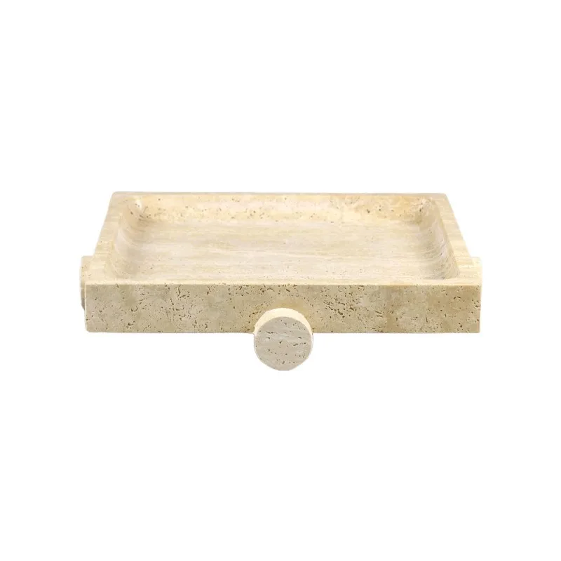 

Light luxury, wabi-sabi wind, natural, yellow travertine, square, aromatherapy, decoration, tray, entrance