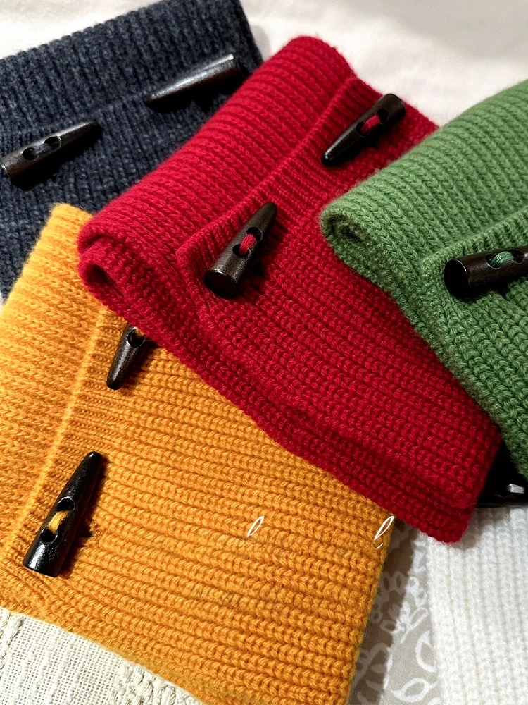 英国スタイルのウールスカーフユニセックスホーンボタン小型サイズ暖かさ冬のファッションアクセサリー長方形の形のカップルに適しています