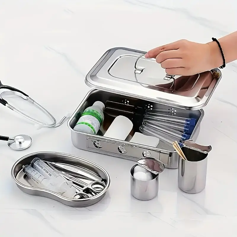 صينية الأسنان غطاء التمريض الجراحي المعدات الطبية حاوية معقم لصندوق تخزين طبيب الأسنان أداة من الفولاذ المقاوم للصدأ